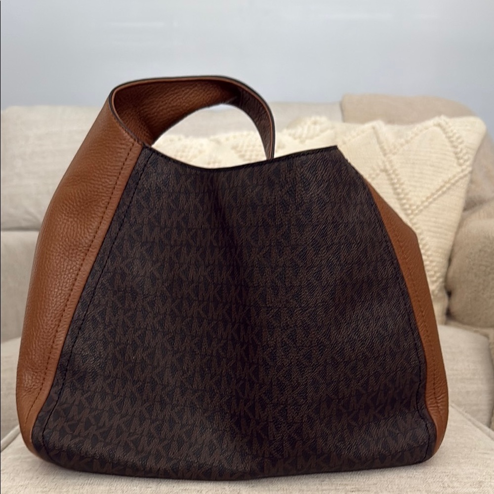 Michael Kors Brown and Tan Hobo Bag with Slouchy Silhouette